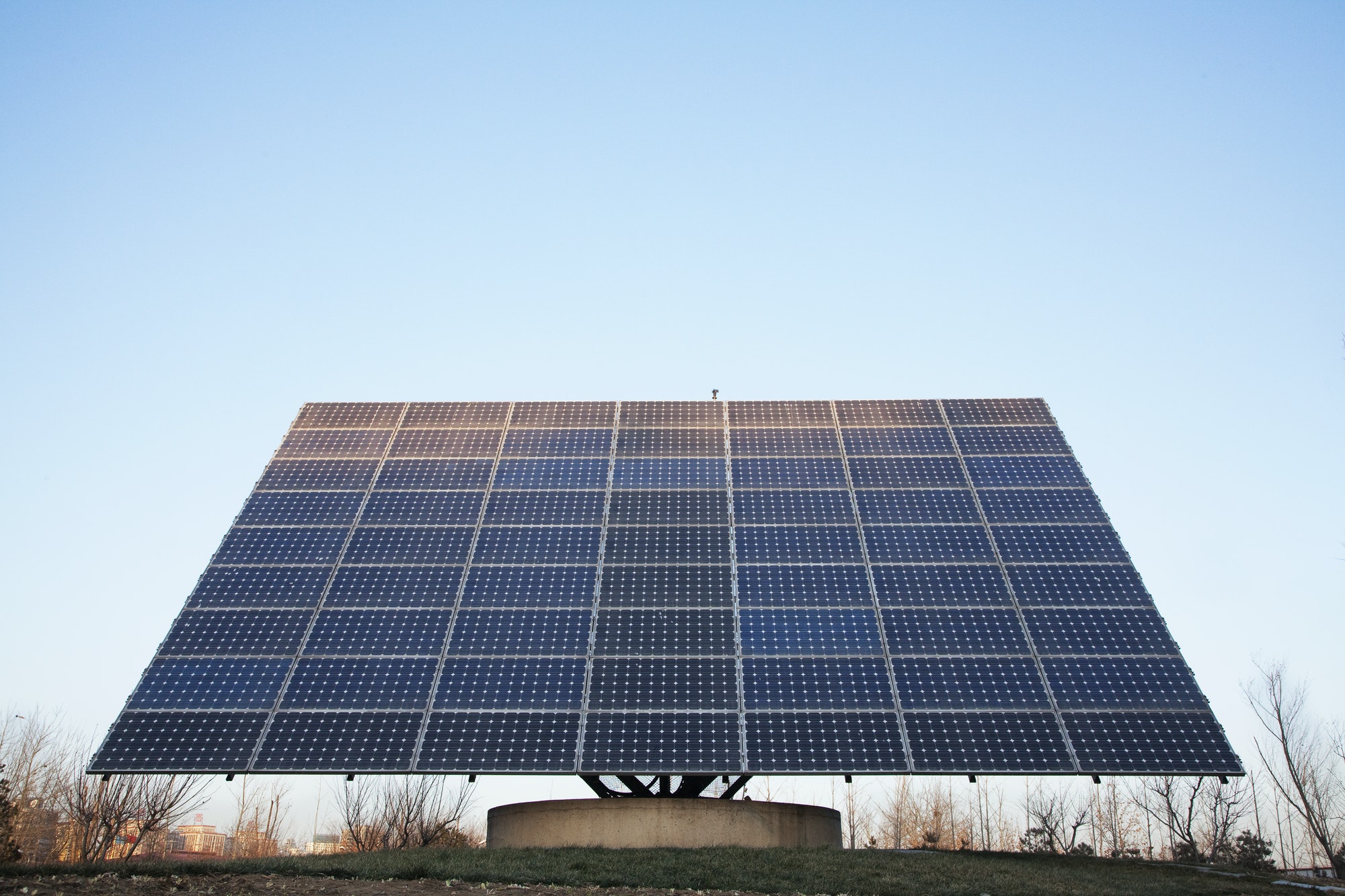 solar panels against blue sky